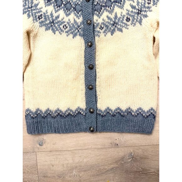Vintage Danish Handknit Wool Nordic Cardigan 70s Fair Isle William Schmidt Style - Picture 7 of 12